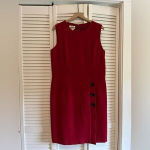Talbots Red Sleeveless Sheath Dress Midi